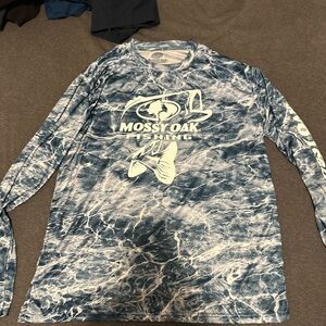 Mossy Oak Fishing Long Sleeve Shirt SPF - Blue Marble Print